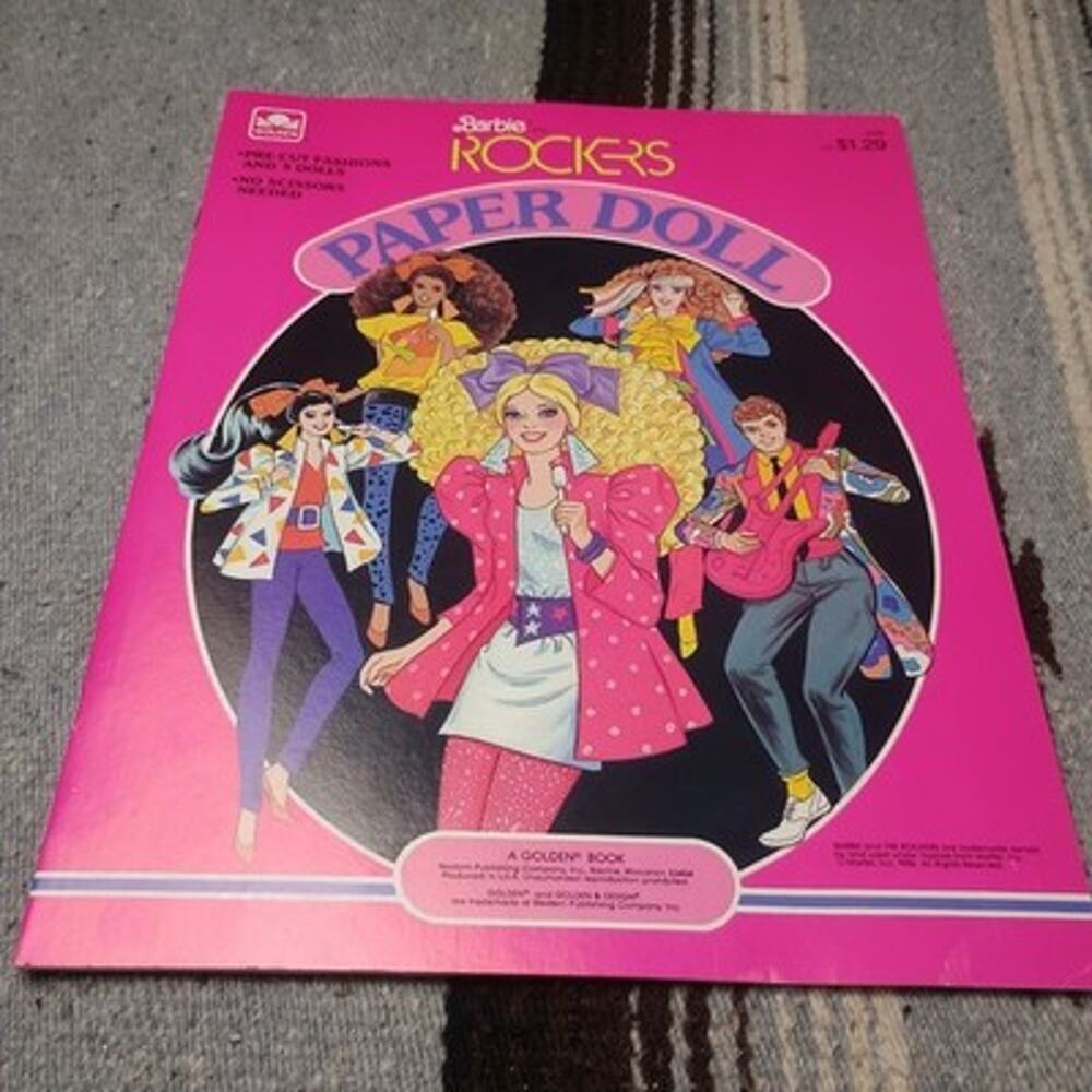 UNCUT VINTAGE BARBIE AND THE ROCKERS PAPER DOLL BOOK GOLDEN MATTEL (1986)